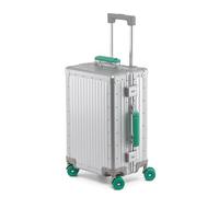 All Aluminum Magnesium Alloy Hardside Luggage Carry on Trolley Case, Hard Shell Checked Suitcase Travel Cabin Case with Wheel, All Metal Check in Luggage Rolling Case for Women Men (Silver-B, 20 inch)