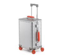 All Aluminum Magnesium Alloy Hardside Luggage Carry on Trolley Case, Hard Shell Checked Suitcase Travel Cabin Case with Wheel, All Metal Check in Luggage Rolling Case for Women Men (Silver-A, 20 inch)