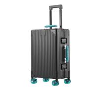 All Aluminum Magnesium Alloy Hardside Luggage Trolley Suitcase, Hard Shell Carry On Luggage With Wheels Lock, All Metal Hardside Checked Suitcase Rolling Case For Business Travel (Black-B, 24 inch)