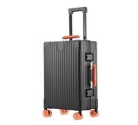 All Aluminum Magnesium Alloy Hardside Luggage Trolley Suitcase, Hard Shell Carry On Luggage With Wheels Lock, All Metal Hardside Checked Suitcase Rolling Case For Business Travel (Black-A, 24 inch)