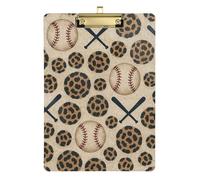 All-American Baseball Leopard Print Folder Clipboards Transparent for Nurses Home Contractor Size 9 x 12