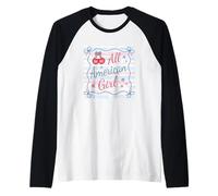 All American Girl Cherry Bow Celebration Raglan Baseball Tee