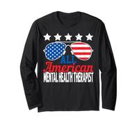 All American Mental Health Therapist USA Flag 4th of July Long Sleeve T-Shirt