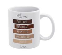 All are Welcome Here Diversity Inclusion and Equality Mug Funny Coffee Mug,Man Cave Prints,The Best Gift for Colleagues, Parents, and Grandparents, 110z Men and Women