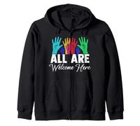 All are welcome here pride inclusion activism Zip Hoodie