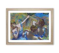 All Ballet Ballerina Dancers In Blue By Edgar Degas Classic Painting Framed Print | A4 Oak Framed Wall Art | Ready to Hang | Classic Historical Picture | Living Room Bedroom Lounge Office