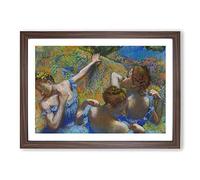 All Ballet Ballerina Dancers in Blue by Edgar Degas Framed Print | A2 Walnut Framed Wall Art | Ready to Hang | Modern Nature Picture | Living Room Bedroom Lounge Office