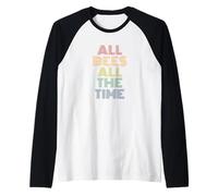 All Bees All The Time Retro Pollinator Retro Beekeeper Raglan Baseball Tee