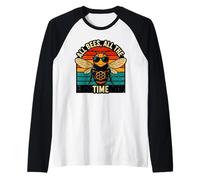All Bees All The Time Retro Pollinator Sunset Art Raglan Baseball Tee