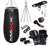 All Black range of Heavy Filled Hanging Boxing Punch Bag, Punchbag Set 5ft, 4ft, 3ft Includes FREE CHAIN (BAG +10PCS SET WTH HOOK, Tear Bag)
