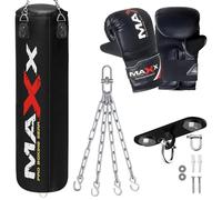All Black range of Heavy Filled Hanging Boxing Punch Bag, Punchbag Set 5ft, 4ft, 3ft Includes FREE CHAIN (BAG WITH HOOK+MITTS, 3ft Bag)