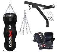 All Black range of Heavy Filled Hanging Boxing Punch Bag, Punchbag Set 5ft, 4ft, 3ft Includes FREE CHAIN (BAG WITH BRACKET+MITTS, Triple Bag)