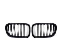 All Black Single Line Style Front Bumper Grilles Compatible With BMW X3 F25 2010-2013 Silver Racing Double Slat Grills(Double-Glossy Black)