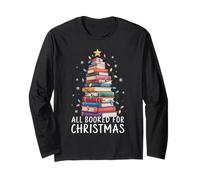 All Booked for Christmas Book Christmas Tree Lights Gifts Long Sleeve T-Shirt
