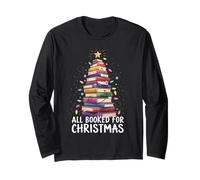 All Booked for Christmas Book Christmas Tree Lights Gifts Long Sleeve T-Shirt