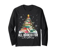 All Booked for Christmas Book Christmas Tree Lights Xmas Long Sleeve T-Shirt