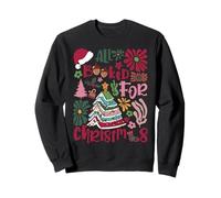 All Booked for Christmas Book Reading Lovers Winter Holiday Sweatshirt