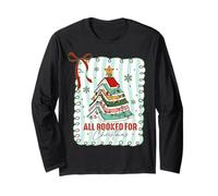 All Booked for Christmas Coquette Books Teacher Xmas Tree Long Sleeve T-Shirt