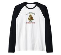 All Booked for Christmas Funny Book Lover Holiday Reading Raglan Baseball Tee