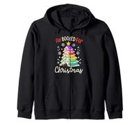 All Booked For Christmas Funny Book Lovers Xmas Tree Women Zip Hoodie
