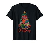 All Booked for Christmas Tree Stack of Books Reading Holiday T-Shirt