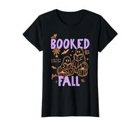 All Booked for Fall Bookish Reader Autumn Halloween Books Value Graphic T-Shirt, Women, Black, XL