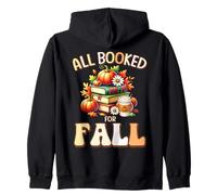 All Booked for Fall Reading Book Lovers Autumn Teacher Zip Hoodie