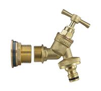 All Brass Solid Metal Water Tank Replacement Outlet & Adapter for 1” BSP Tanks with Quick Hosepipe Connector Bib Tap, Outdoor Rated Corrosion & Rust Resistant Union Tap, Garden Water Tank Tap + PTFE