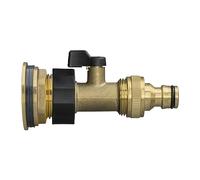 All Brass Solid Metal Water Tank Replacement Outlet & Adapter for 3/4” BSP Tanks with Brass Valve Quick Hosepipe Connector, Outdoor Corrosion & Rust Resistant Union Tap, Garden Water Tank Tap + PTFE