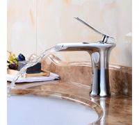 All Bronze Antique Water-tap Waterfall Basin Faucet Above Counter Basin Under The Stage Art Pots Single Hole Cold Heat Retro Vintage Tap Vessel Faucet (Chrome 135mm)