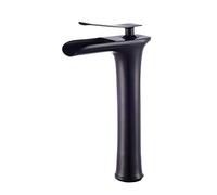 All Bronze Antique Water-tap Waterfall Basin Faucet Above Counter Basin Under The Stage Art Pots Single Hole Cold Heat Retro Vintage Tap Vessel Faucet (Black 255mm)
