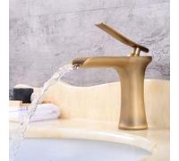All Bronze Antique Water-tap Waterfall Basin Faucet Above Counter Basin Under The Stage Art Pots Single Hole Cold Heat Retro Vintage Tap Vessel Faucet (Bronze 255mm)