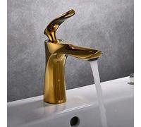 All Bronze Taps Hot and Cold Water Basin Faucet Art Basin On The Stage Counter Basin Waterfall Black Gold Retro Drawing Faucet Water-taps Vessel Faucet (B)