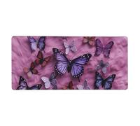 All Butterflies are on Purple Background Desk Pad Protector Leather Office Desk Mat XXL Large Gaming Mouse Pad Non-Slip Waterproof Desktop Computer Keyboard Mat for Office Home 35.5 X 16 in