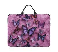 All Butterflies are on Purple Background Laptop Case Sleeve 14 inch Shockproof Protective Notebook Case Travel Laptop Bag with Handle Waterproof Computer Cover Briefcase Handbags for Men Women