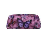All butterflies are on purple background Makeup Bag for Women Men Pencil Pouch Travel Small Cosmetic Bag Zippered Toiletry Bags Aesthetic Pen Bags Trendy Storage Bags Leather Coin Pouch Purse, Gold