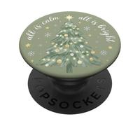 All Calm All Bright Vintage Christmas Tree Snowflake PopSockets Adhesive PopGrip