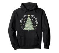 All Calm All Bright Vintage Christmas Tree Snowflake Pullover Hoodie