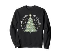 All Calm All Bright Vintage Christmas Tree Snowflake Sweatshirt
