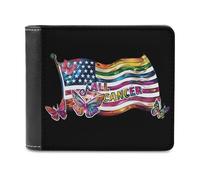 All Cancer Awareness Butterfly Printed Bifold Wallet with Hidden Compartments Pocket Money and Credit Card Holder for Men Women