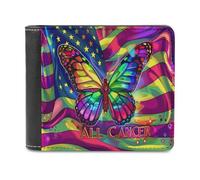 All Cancer Awareness U.S. Flag Printed Bifold Wallet with Hidden Compartments Pocket Money and Credit Card Holder for Men Women