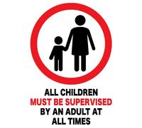 All Children Must Be Supervised By Adult At All Times Warning Sign Self Adhesive Gloss Decal Sticker 160mm x 125mm