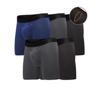 All Citizens Amazon Exclusive Ball Pouch Underwear for Men, Mens Boxers Briefs with Patented Pouch, Breathable, No Ride Up, Pack of 5, Black, Grey, Blue, Large