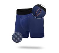 All Citizens Elite Mens Boxer Trunks w/Fly, Patented Ball Pouch Underwear for Men, Performance Fabric, No Ride Up Legs, Blue, Medium