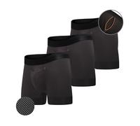 All Citizens Elite Mens Boxer Trunks w/Fly, Patented Ball Pouch Underwear for Men, Performance Fabric, No Ride Up Legs, Pack of 3, Black, XX-Large