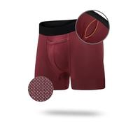 All Citizens Elite Mens Boxer Trunks w/Fly, Patented Ball Pouch Underwear for Men, Performance Fabric, No Ride Up Legs, Red, Medium