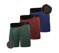 All Citizens Elite Mens Boxers Briefs with Fly, Patented Ball Pouch Underwear for Men, Breathable, Moisture-Wicking Performance Fabric, No Ride Up Legs, Pack of 3, Green, Red, Blue, Medium