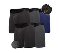 All Citizens Elite Mens Boxers Briefs with Fly, Patented Ball Pouch Underwear for Men, Breathable, Moisture-Wicking Performance Fabric, No Ride Up Legs, Pack of 5, Black, Blue, Grey, Large