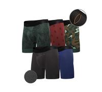 All Citizens Elite Mens Boxers Briefs with Fly, Patented Ball Pouch Underwear for Men, Breathable, Moisture-Wicking Performance Fabric, No Ride Up Legs, Pack of 5, Black, Blue, Green, Red, Medium