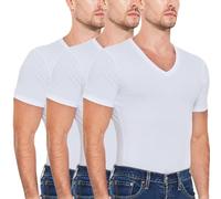 All Citizens High V Neck Undershirts for Men - Sweat Wicking, Soft & Breathable & Always Stays Tucked, White - 3 Pack, Large